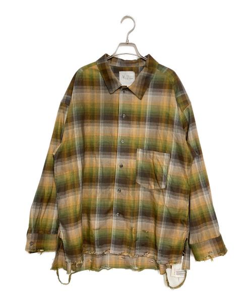 ANCELLM（アンセルム）ANCELLM (アンセルム) CHECK CRASH LS SHIRT ブラウン×グリーン サイズ:2の古着・服飾アイテム