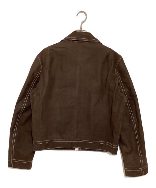 ZARA（ザラ）ZARA (ザラ) HARRY LAMBERT (ハリー・ランバート) トップステッチ レザージャケット ブラウン サイズ:Lの古着・服飾アイテム