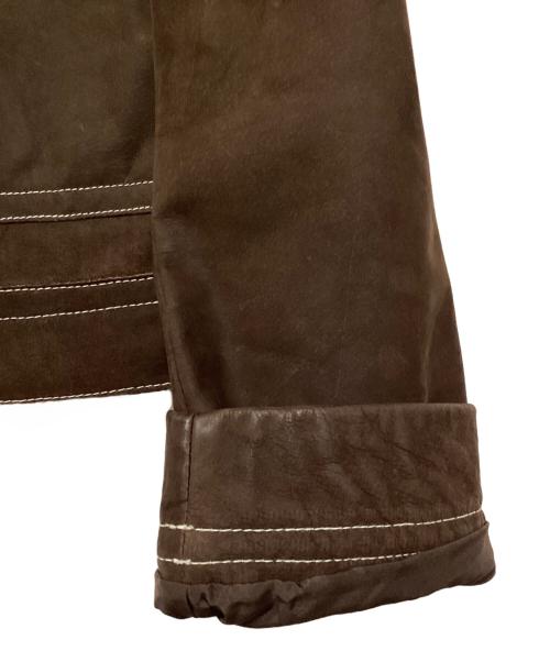 ZARA（ザラ）ZARA (ザラ) HARRY LAMBERT (ハリー・ランバート) トップステッチ レザージャケット ブラウン サイズ:Lの古着・服飾アイテム