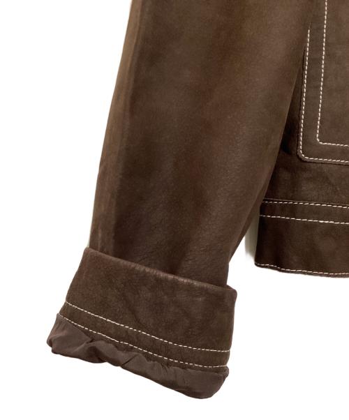 ZARA（ザラ）ZARA (ザラ) HARRY LAMBERT (ハリー・ランバート) トップステッチ レザージャケット ブラウン サイズ:Lの古着・服飾アイテム