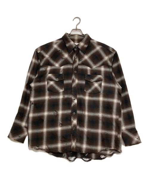RAFU（ラフ）RAFU (ラフ) Western shirt（ウエスタンシャツ） ブラウン サイズ:Lの古着・服飾アイテム