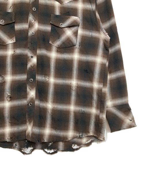 RAFU（ラフ）RAFU (ラフ) Western shirt（ウエスタンシャツ） ブラウン サイズ:Lの古着・服飾アイテム