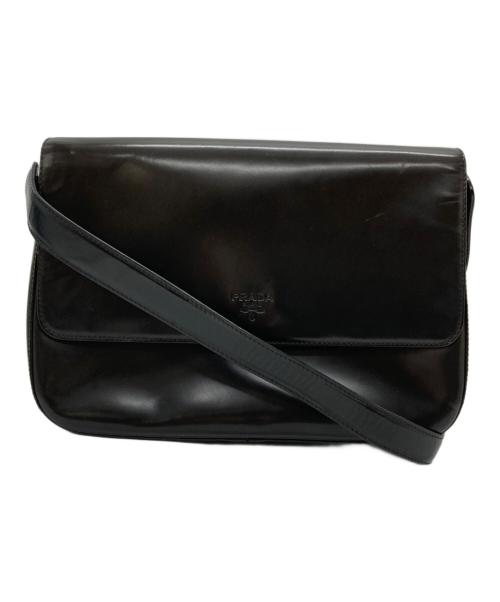 PRADA（プラダ）PRADA (プラダ) エナメルショルダーバッグ ブラウンの古着・服飾アイテム