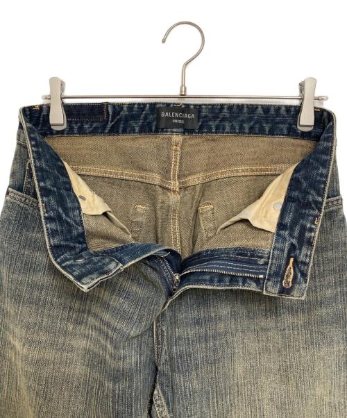 BALENCIAGA（バレンシアガ）BALENCIAGA (バレンシアガ) ウォッシュド加工ブーツカットデニムパンツ インディゴ サイズ:Mの古着・服飾アイテム
