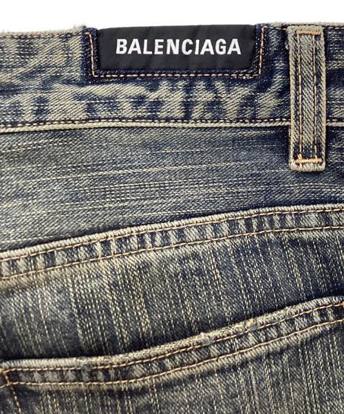 BALENCIAGA（バレンシアガ）BALENCIAGA (バレンシアガ) ウォッシュド加工ブーツカットデニムパンツ インディゴ サイズ:Mの古着・服飾アイテム
