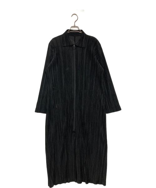 PLEATS PLEASE（プリーツプリーズ）PLEATS PLEASE (プリーツプリーズ) フロントジップシャツワンピース ブラック サイズ:4の古着・服飾アイテム