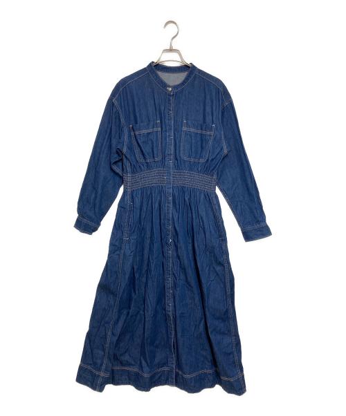 SHIPS any（シップスエニィ）SHIPS any (シップスエニィ) シャーリング デニム ポケット ワンピース ブルー サイズ:FREEの古着・服飾アイテム