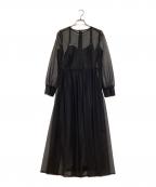 Kaeneカエン）の古着「幾何学チュールワンピース」｜ブラック