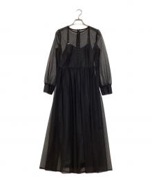 Kaene（カエン）の古着「幾何学チュールワンピース」｜ブラック