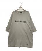 BALENCIAGAバレンシアガ）の古着「デストロイ加工ロゴプリントTシャツ」｜グレー
