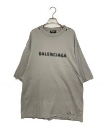 BALENCIAGA（バレンシアガ）の古着「デストロイ加工ロゴプリントTシャツ」｜グレー