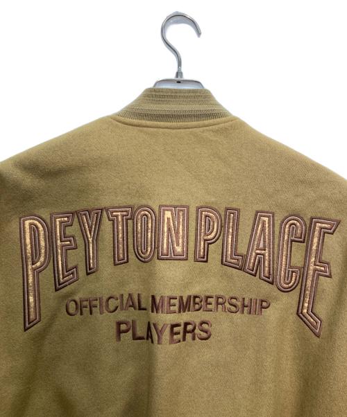 PEYTON PLACE SPORTS（ペイトンプレイススポーツ）PEYTON PLACE SPORTS (ペイトンプレイススポーツ) 袖レザースタジャン カーキ×ブラウン サイズ:不明の古着・服飾アイテム
