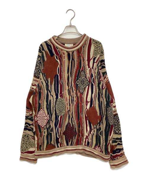 Coogi（クージー）Coogi (クージー) 3Dニット ブラウン×マルチカラー サイズ:Lの古着・服飾アイテム