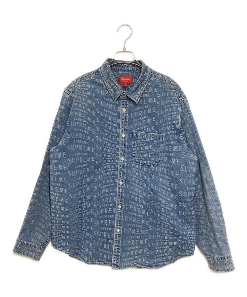 SUPREME（シュプリーム）SUPREME (シュプリーム) Warp Jacquard Logos Denim Shirt インディゴ サイズ:Lの古着・服飾アイテム
