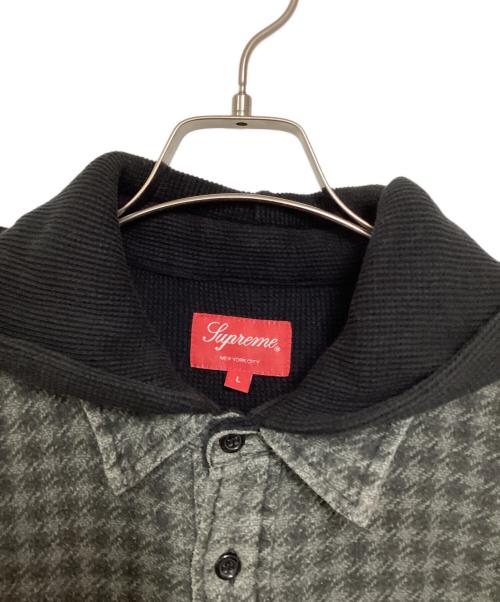 SUPREME（シュプリーム）SUPREME (シュプリーム) Houndstooth Flannel Hooded Shirt グレー×ブラック サイズ:Lの古着・服飾アイテム