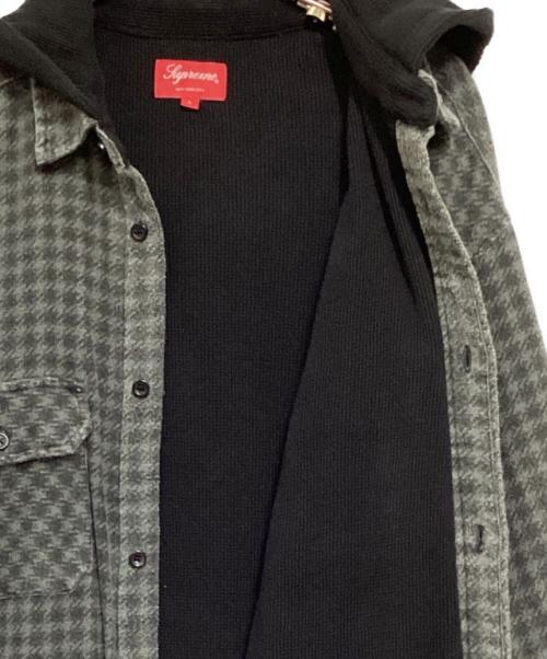 SUPREME（シュプリーム）SUPREME (シュプリーム) Houndstooth Flannel Hooded Shirt グレー×ブラック サイズ:Lの古着・服飾アイテム