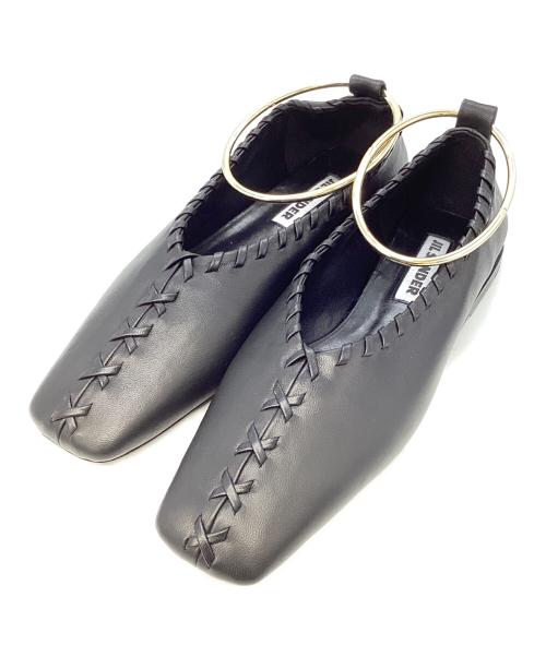JIL SANDER（ジルサンダー）JIL SANDER (ジルサンダー) アンクルリングフラットバレエシューズ ブラック サイズ:38の古着・服飾アイテム