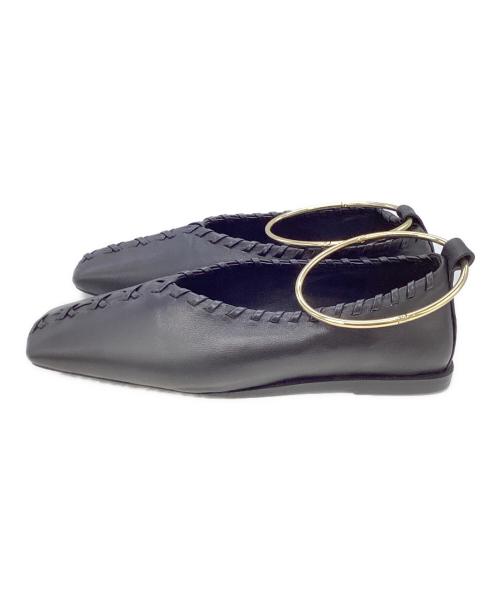 JIL SANDER（ジルサンダー）JIL SANDER (ジルサンダー) アンクルリングフラットバレエシューズ ブラック サイズ:38の古着・服飾アイテム