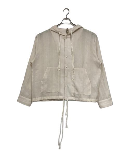 kooi（コーイ）kooi (コーイ) STRIPE LENO CLOTH HOODIE SHIRT ベージュ サイズ:1の古着・服飾アイテム