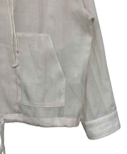 kooi（コーイ）kooi (コーイ) STRIPE LENO CLOTH HOODIE SHIRT ベージュ サイズ:1の古着・服飾アイテム