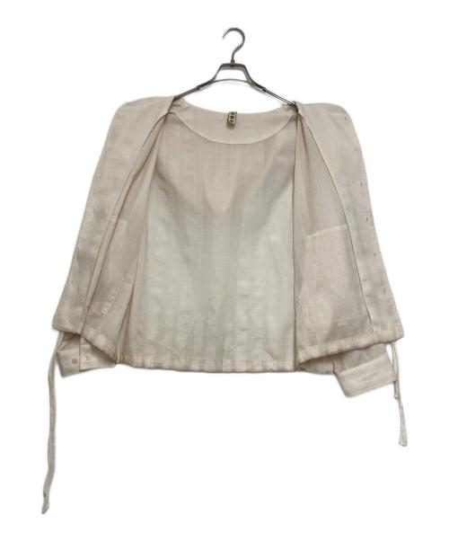 kooi（コーイ）kooi (コーイ) STRIPE LENO CLOTH HOODIE SHIRT ベージュ サイズ:1の古着・服飾アイテム