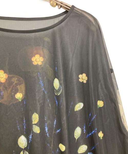 Ameri（アメリ）Ameri (アメリ) ILLUSTRATION PRINT SHEER TOP ブラック サイズ:freeの古着・服飾アイテム