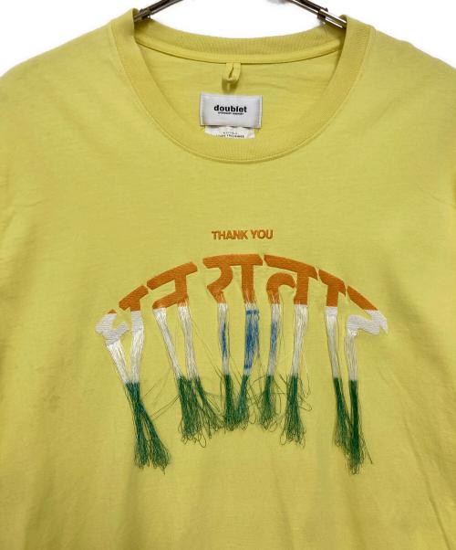 doublet（ダブレット）doublet (ダブレット) THANK YOU FRINGE EMBROIDERY T-SHIRT/サンキュー・フリンジ・エンブロイダリー・ティーシャツ イエロー サイズ:Lの古着・服飾アイテム