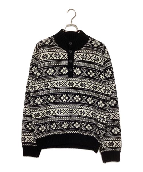 BROOKS BROTHERS（ブルックスブラザーズ）BROOKS BROTHERS (ブルックスブラザーズ) ノルディックハーフボタンセーター ホワイト×ブラック サイズ:Mの古着・服飾アイテム