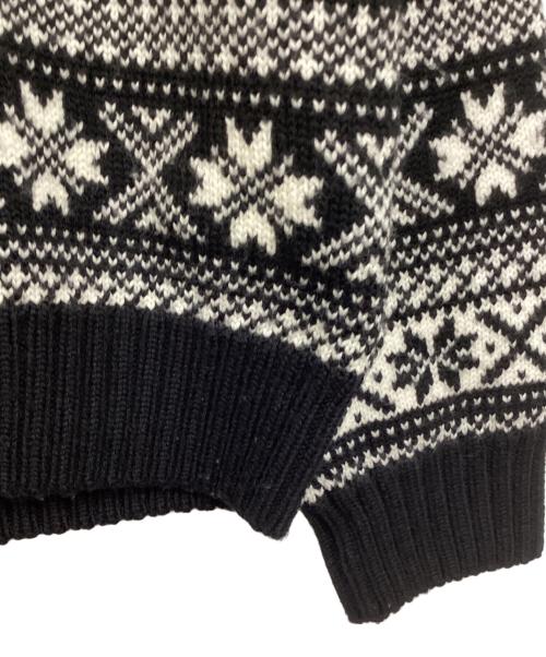 BROOKS BROTHERS（ブルックスブラザーズ）BROOKS BROTHERS (ブルックスブラザーズ) ノルディックハーフボタンセーター ホワイト×ブラック サイズ:Mの古着・服飾アイテム