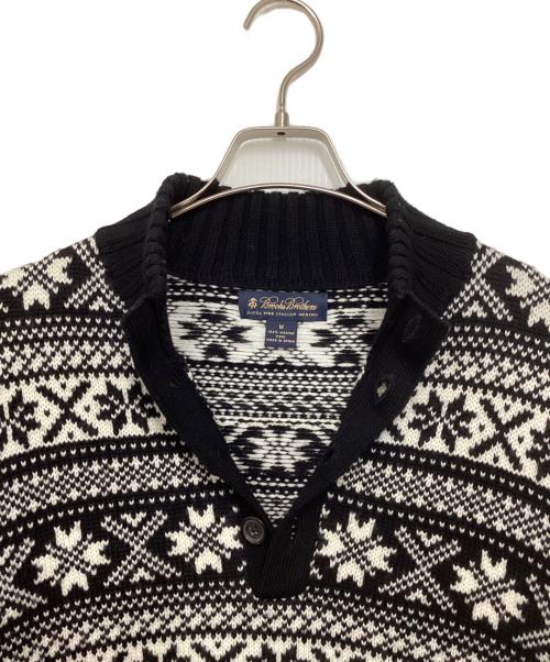 BROOKS BROTHERS（ブルックスブラザーズ）BROOKS BROTHERS (ブルックスブラザーズ) ノルディックハーフボタンセーター ホワイト×ブラック サイズ:Mの古着・服飾アイテム