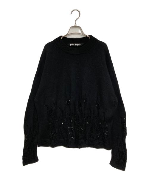 Palm Angels（パーム エンジェルス）Palm Angels (パーム エンジェルス) ディストレストフレイムセーター ブラック サイズ:Mの古着・服飾アイテム