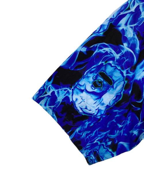 A BATHING APE（アベイシングエイプ）A BATHING APE (アベイシングエイプ) ベイプフレイムオープンカラーシャツ ブルー×ブラック サイズ:XLの古着・服飾アイテム