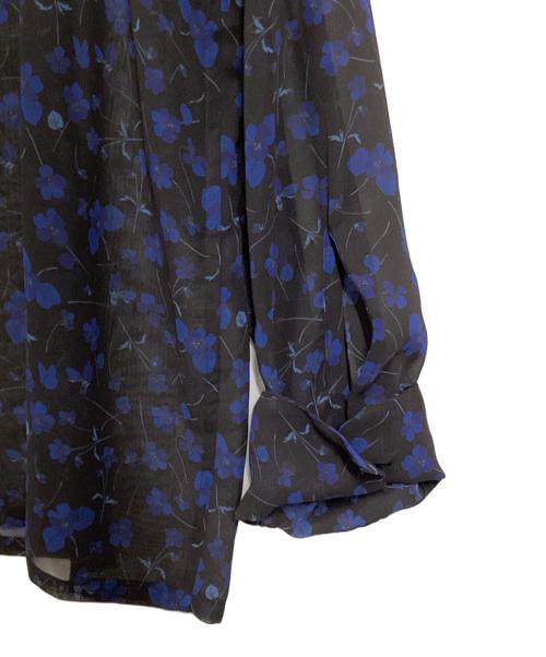 Needles（ニードルズ）Needles (ニードルズ) Classic Shirt -Poly Chiffon / Floral Printed グレー×ブルー サイズ:Lの古着・服飾アイテム