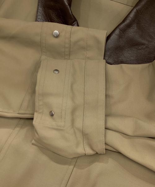 BRILL（ブリル）BRILL (ブリル) レザーカラーナイロンハンティングジャケット ベージュ×ブラウン サイズ:36の古着・服飾アイテム