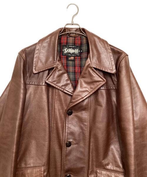 SCHOTT BROS.（ショット）SCHOTT BROS. (ショットブロス) カーフレザー カーコート ブラウン サイズ:XLの古着・服飾アイテム