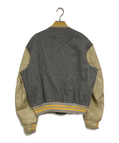 Golden Bear（ゴールデンベア）Golden Bear (ゴールデンベア) 袖レザースタジャン グレー×ベージュ サイズ:Lの古着・服飾アイテム