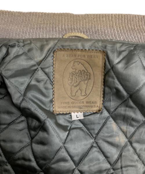 Golden Bear（ゴールデンベア）Golden Bear (ゴールデンベア) 袖レザースタジャン グレー×ベージュ サイズ:Lの古着・服飾アイテム