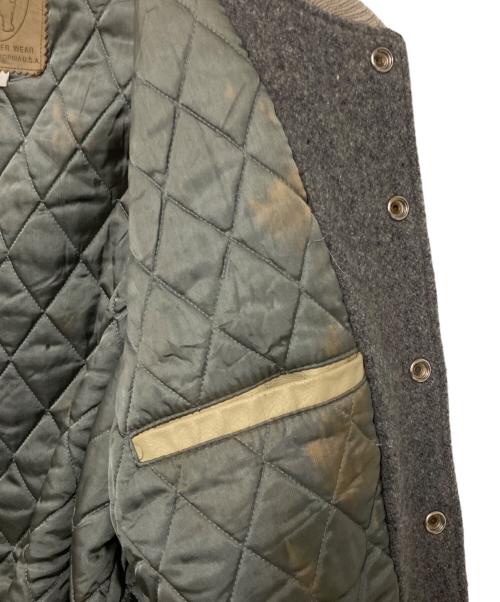 Golden Bear（ゴールデンベア）Golden Bear (ゴールデンベア) 袖レザースタジャン グレー×ベージュ サイズ:Lの古着・服飾アイテム