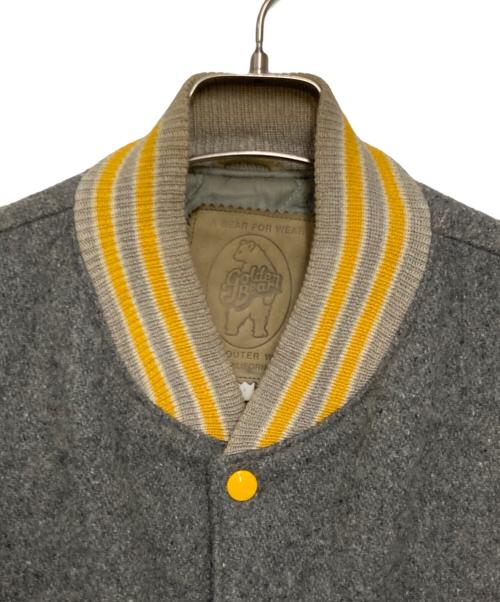 Golden Bear（ゴールデンベア）Golden Bear (ゴールデンベア) 袖レザースタジャン グレー×ベージュ サイズ:Lの古着・服飾アイテム