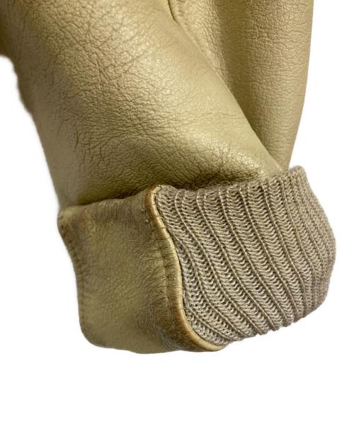 Golden Bear（ゴールデンベア）Golden Bear (ゴールデンベア) 袖レザースタジャン グレー×ベージュ サイズ:Lの古着・服飾アイテム