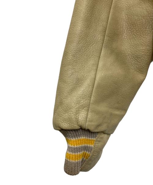 Golden Bear（ゴールデンベア）Golden Bear (ゴールデンベア) 袖レザースタジャン グレー×ベージュ サイズ:Lの古着・服飾アイテム