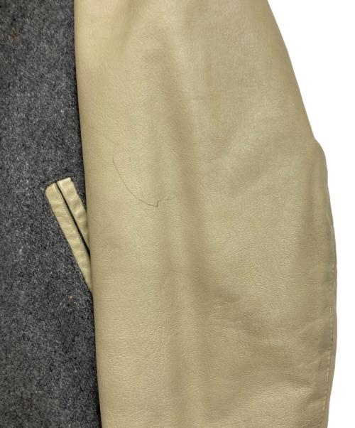Golden Bear（ゴールデンベア）Golden Bear (ゴールデンベア) 袖レザースタジャン グレー×ベージュ サイズ:Lの古着・服飾アイテム
