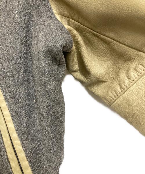 Golden Bear（ゴールデンベア）Golden Bear (ゴールデンベア) 袖レザースタジャン グレー×ベージュ サイズ:Lの古着・服飾アイテム
