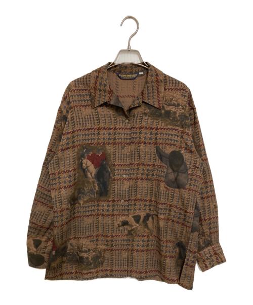 BROOKS BROTHERS（ブルックスブラザーズ）BROOKS BROTHERS (ブルックスブラザーズ) 総柄オープンカラーウールパジャマシャツ ブラウン サイズ:9の古着・服飾アイテム