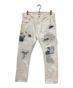 POLO RALPH LAURENポロ・ラルフローレン）の古着「ダメージ加工デニムパンツ」｜ホワイト