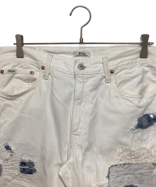 POLO RALPH LAUREN（ポロ・ラルフローレン）POLO RALPH LAUREN (ポロ・ラルフローレン) ダメージ加工デニムパンツ ホワイト サイズ:33/30の古着・服飾アイテム