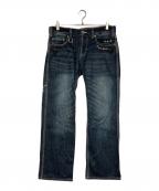 VANSONバンソン）の古着「ワッペン＆刺繍デニムパンツ」｜インディゴ