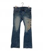 TORNADO MARTトルネードマート）の古着「ローライズフレアデニムパンツ」｜ブルー