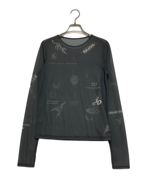 MAISON SPECIAL（メゾンスペシャル）MAISON SPECIAL (メゾンスペシャル) TATOO Print Sheer Tops グレー サイズ:Free 未使用品の古着・服飾アイテム