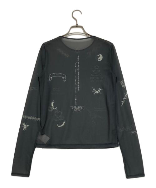 MAISON SPECIAL（メゾンスペシャル）MAISON SPECIAL (メゾンスペシャル) TATOO Print Sheer Tops グレー サイズ:Free 未使用品の古着・服飾アイテム